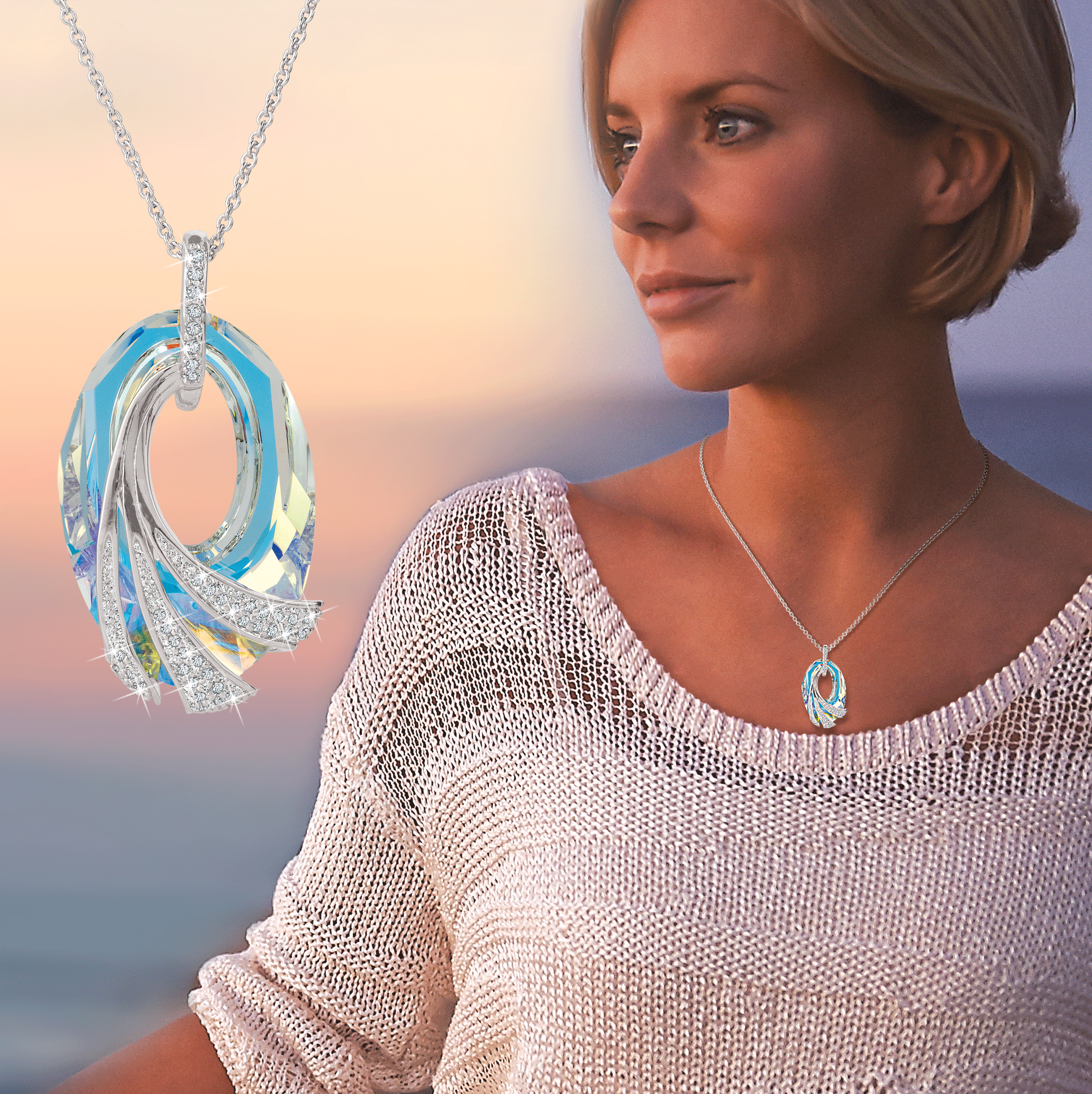 De Shimmering Sea Crystal Pendant