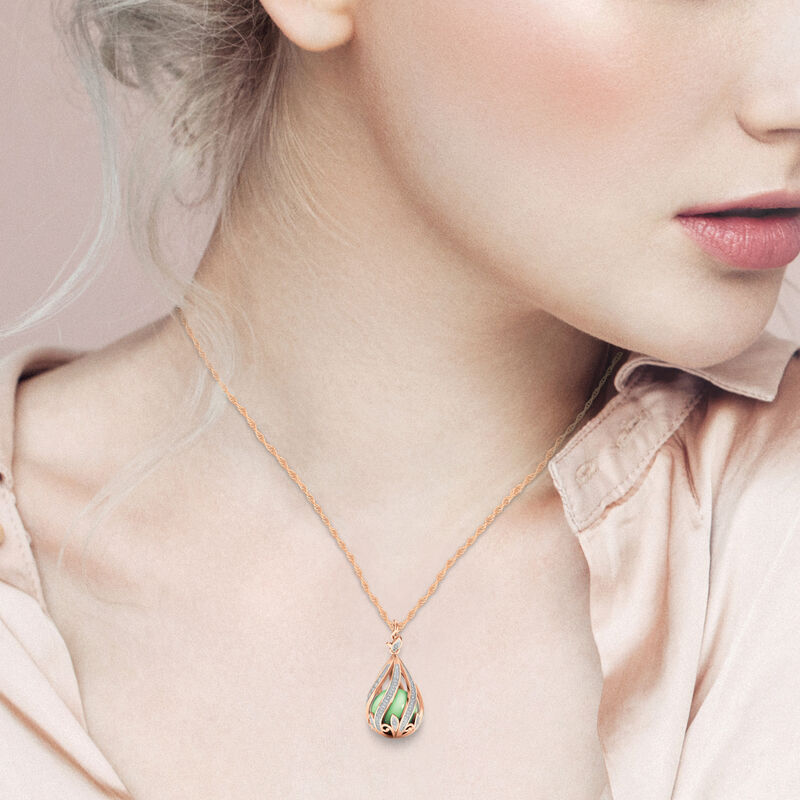 Kupfer Embrace Diamant &amp; Jade Halskette