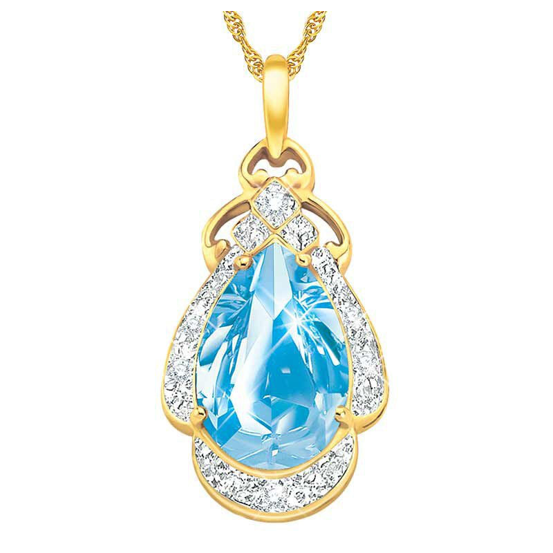 Sirene vum Mier Blue Topaz &amp; Diamant Pendant